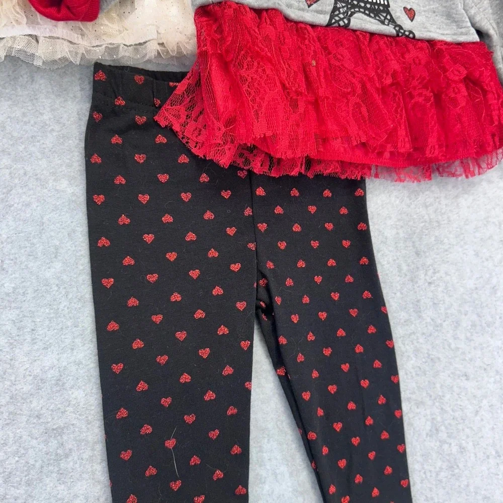 Cat Eiffel Tower Baby Girls Multi Swiggles 2-Pack Outfit Set Tulle 3/6 Months
